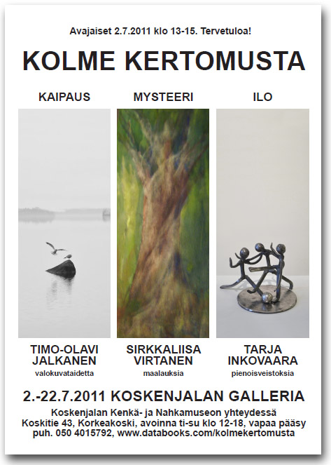Kolme Kertomusta taidenäyttelyn julista